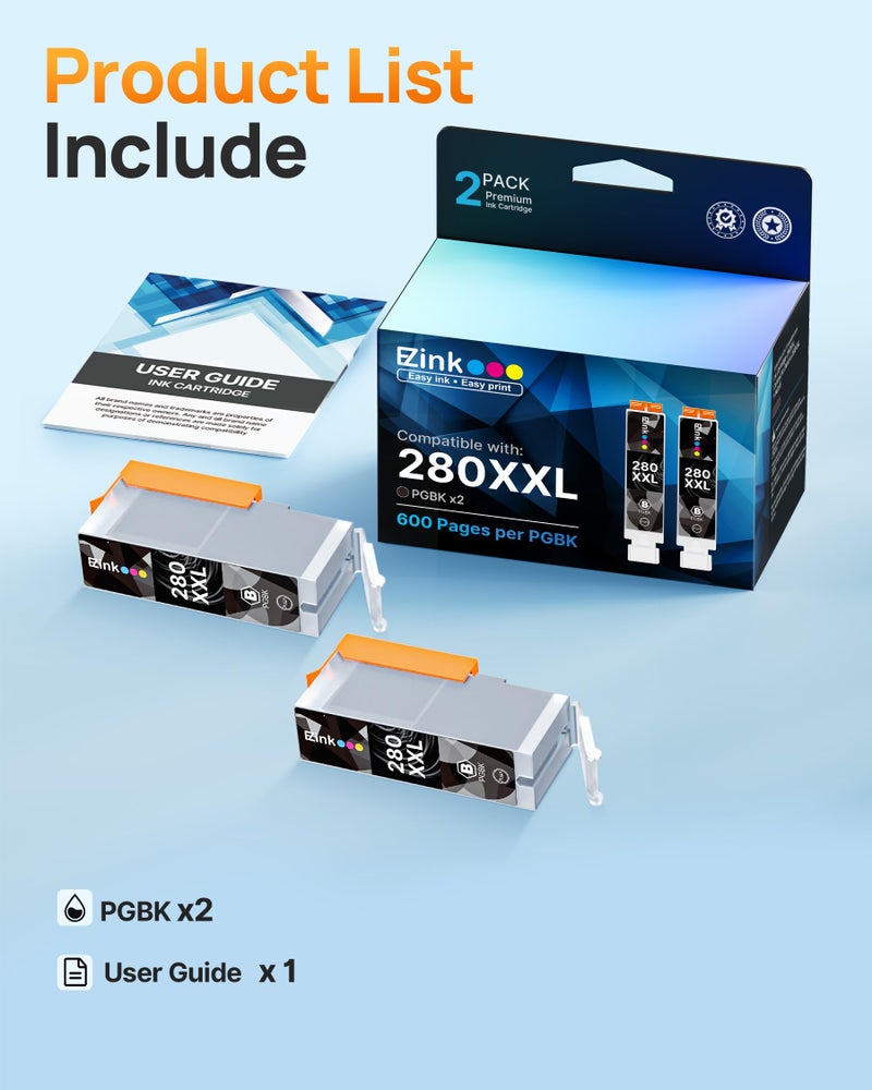 E-Z Ink Compatible tr8620a Ink Cartridge Replacement for Canon 280 PGBK 280 XXL Canon Ink PGI-280XXL to use with PIXMA TR8520 TR8620 TR8622a TS9521C TS6120 TS9120 TS6320 TR7520(2 PGBK) - Image 4